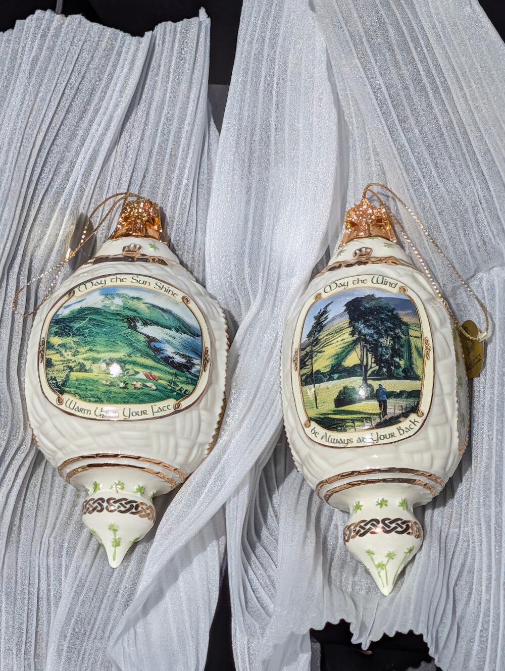 1999 Bradford Editions Irish Blessings Porcelain Ornaments Edmund Sullivan Pair